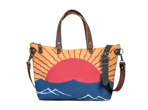 Bowler Handprinted | Crossbody Zipper Purse | Sun and Sea