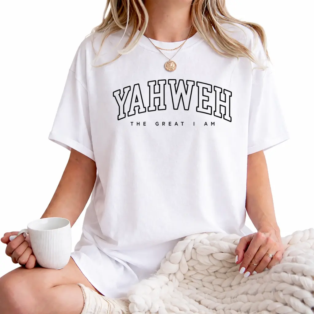 Women's 100% Cotton Round Neck Short Sleeve Soft Casual Christian T-Shirt, Yahweh Jesus God Bible Verse Graphic Top -  Campus Daily Wear, Shortsleeve