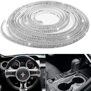 Self-Adhesive Crystal Car Interior Trim Strip, Shiny DIY Auto Decoration Sticker, Handmade Car Diamond Decal for Vehicle Accessories, Car Decorations