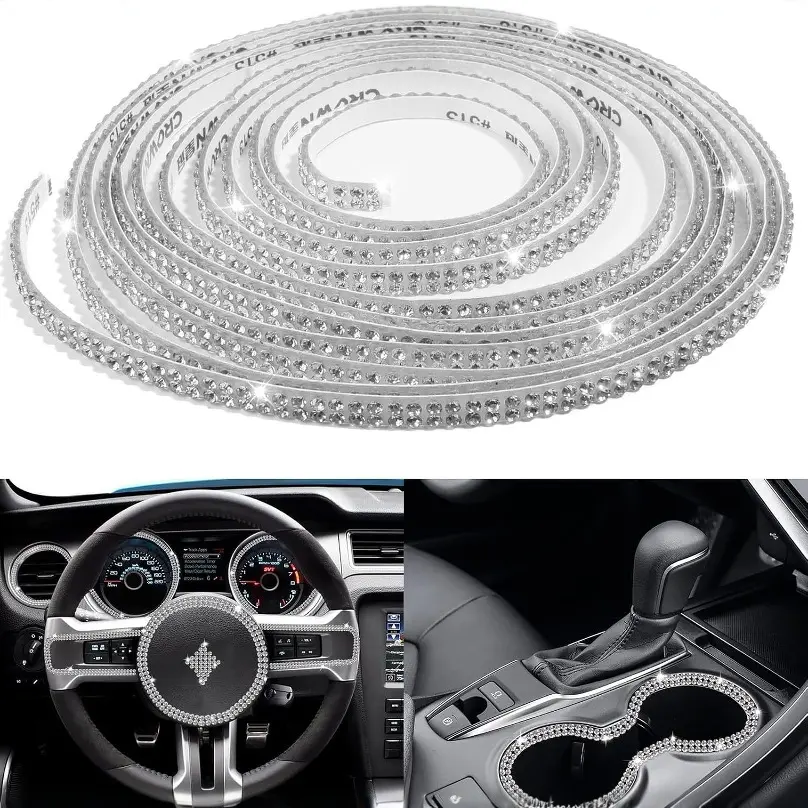 Self-Adhesive Crystal Car Interior Trim Strip, Shiny DIY Auto Decoration Sticker, Handmade Car Diamond Decal for Vehicle Accessories, Car Decorations, Car Accessory