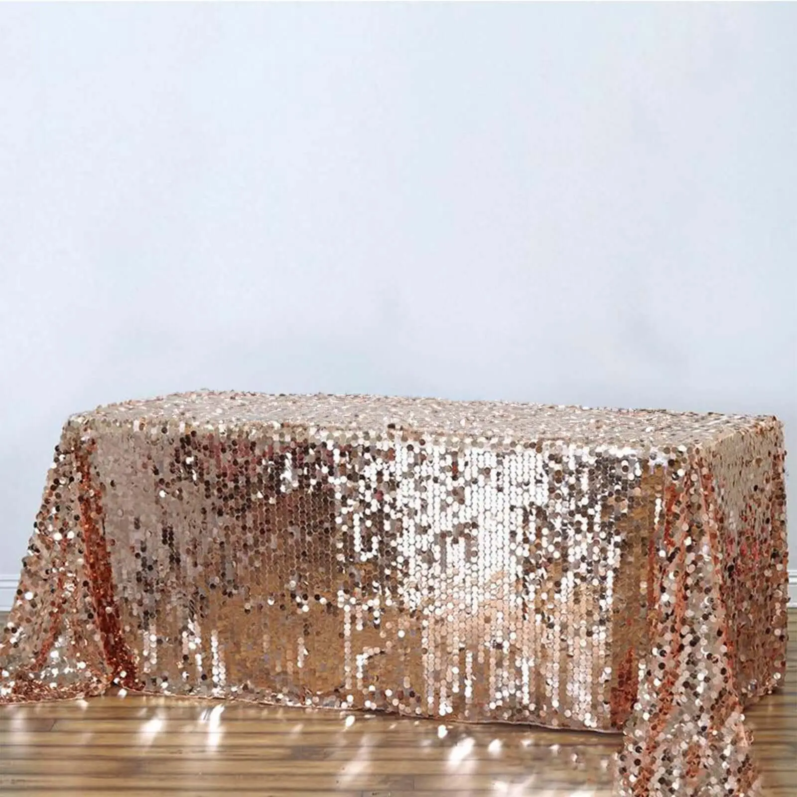 Rose Gold Sequin Rectangle Tablecloth, 90"x156" Seamless Payette Table Cover for Decor, Weddings, Restaurant Events, Wedding