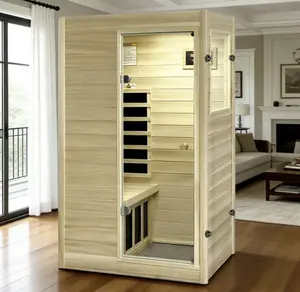 1Person Home Sauna Far Infrared Sauna Right Door Open Poplar Wood Saunas