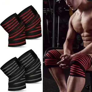 2pcs-Knee Wraps with Strap for Weightlifting, Squats, Powerlifting, Leg Press, and Cross Training - Flexible Knee Wraps for Squatting - for Men & Women (length:160cm/63in)