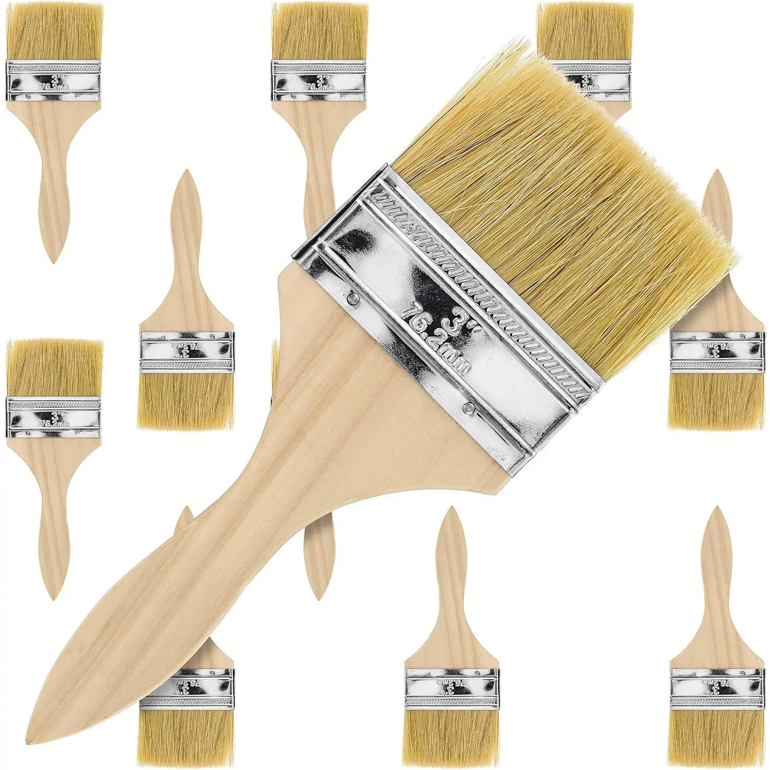 12-Pack 3-Inch Utility Type Chip Brush Set, Smooth Sanded Handles, for Staining, Varnishes, Glues (Value Pack), Brushes