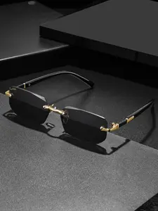 Unisex Frameless Oval Glasses, Fashionable European Style, Classic Daily Wear, Hip-Hop Personality, Photo Props, Trendy Accessories, Square Frame Shades