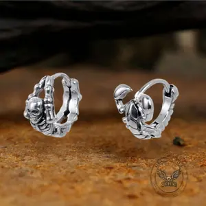 GTHIC Punk Street Scorpion Stainless Steel Skull Hoop Earrings Edgy Unisex Jewelry for Daily & Party Wear