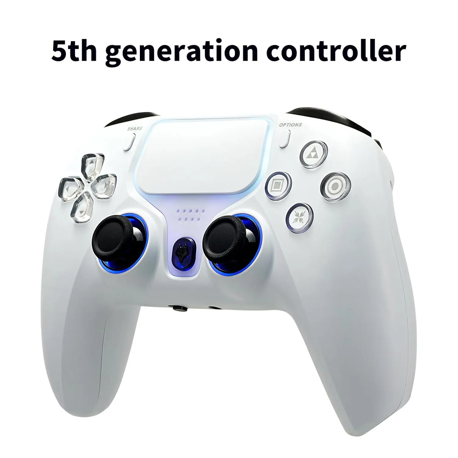 PS4  Controller with 1200mAh , Hall Effect Triggers, RGB Lighting - Compatible with PS4/PS3/PC/iOS/Android, Turbo Mode & Customizable Sensitivity (White)