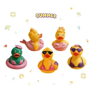 6/12 PCS Summer Bikini Rubber Ducks, Novelty Vinyl Figurines with Sunglasses, Collectible Figurines, Tropical Beach Pool Party Favors, Cute Office Desk Shelf Decor, Home Decor Accessory, Graduation Birthday Vacation Gift for Women Men and Kids.