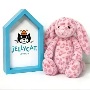 Jellycat NWT Hopscone Luxe Bunny Plush Toy Pink Leopard Print Bashful Bunny Doll