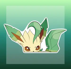 Leafeon - Peeking - Vinyl Permanent Decal - Lifetime Warranty, Vinyl waterproof sticker | Gift for Game lovers