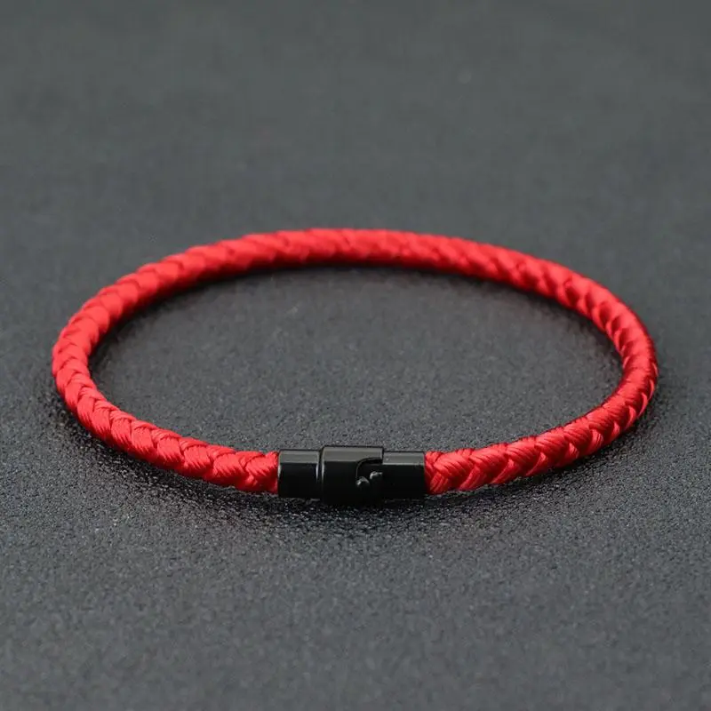 FASHION4U - Simple Style Good Luck Red Thread Bracelet For Unisex Grade A 4mm Keel Rope Double Safety Magnetic Buckle Lucky Amulet Braslet