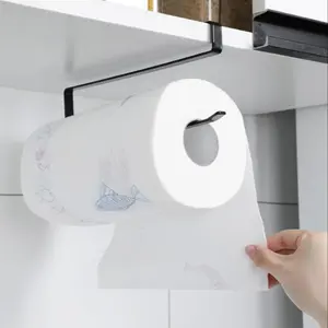 Kitchen Roll Holder, 1 Count Punch Free Cabinet Paper Towel Roll Holder, Kitchen Storage Rack for Home Office Dining Room Salon Dormitory Bathroom, Toilet Paper Holder