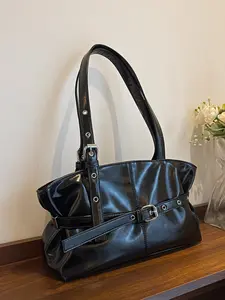 Light luxury retro atmosphere practical tote bag, Handbag Shoulder Bag, elegant, exquisite, fashionable and versatile large capacity casual shoulder bag, with belt decoration design, suitable for daily shopping, gatherings, dates, and socializing