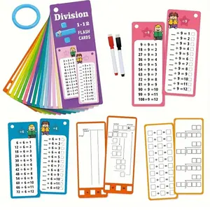 Reusable Math Practice Flashcards with Dry Erase Markers, Includes Addition Subtraction Multiplication Division Cards for Office Use, Math Learning Tools, Learning Materials