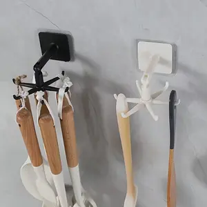 No-Drill 360-Degree Rotating Hook, Multifunctional Storage Rack, Wall-Mounted Kitchen Utensil Holder, Bathroom Key & Jewelry Organizer