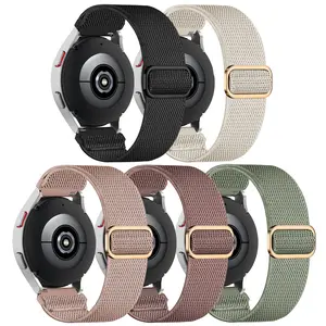 5 Pack Stretchy Bands Compatible with Samsung Galaxy Watch 7 6 5 4 FE Band 40mm 44mm 45mm/Watch 6 4 Classic 4 42mm 46mm 43mm 47mm/Active 2,20mm Soft Nylon Solo Loop Band Elastic Strap