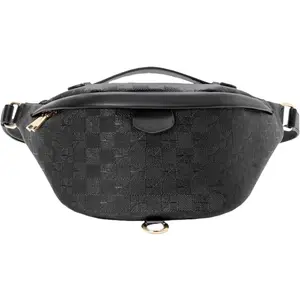 Women's Checkered Multi Color Fanny Pack - Chest & Bum Bag Daypack (Black-2)