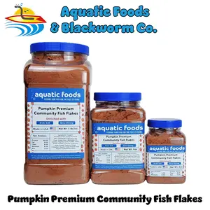 Premium Pumpkin Tropical Fish Flakes with Krill, Brine Shrimp, Anchovy Meal and Aquatic Food's Vitamin & Mineral Pack for ALL Community Tropical Fish. FREE 4-Type Wafer Mix & 12-Type Pellet Mix Included... Jar