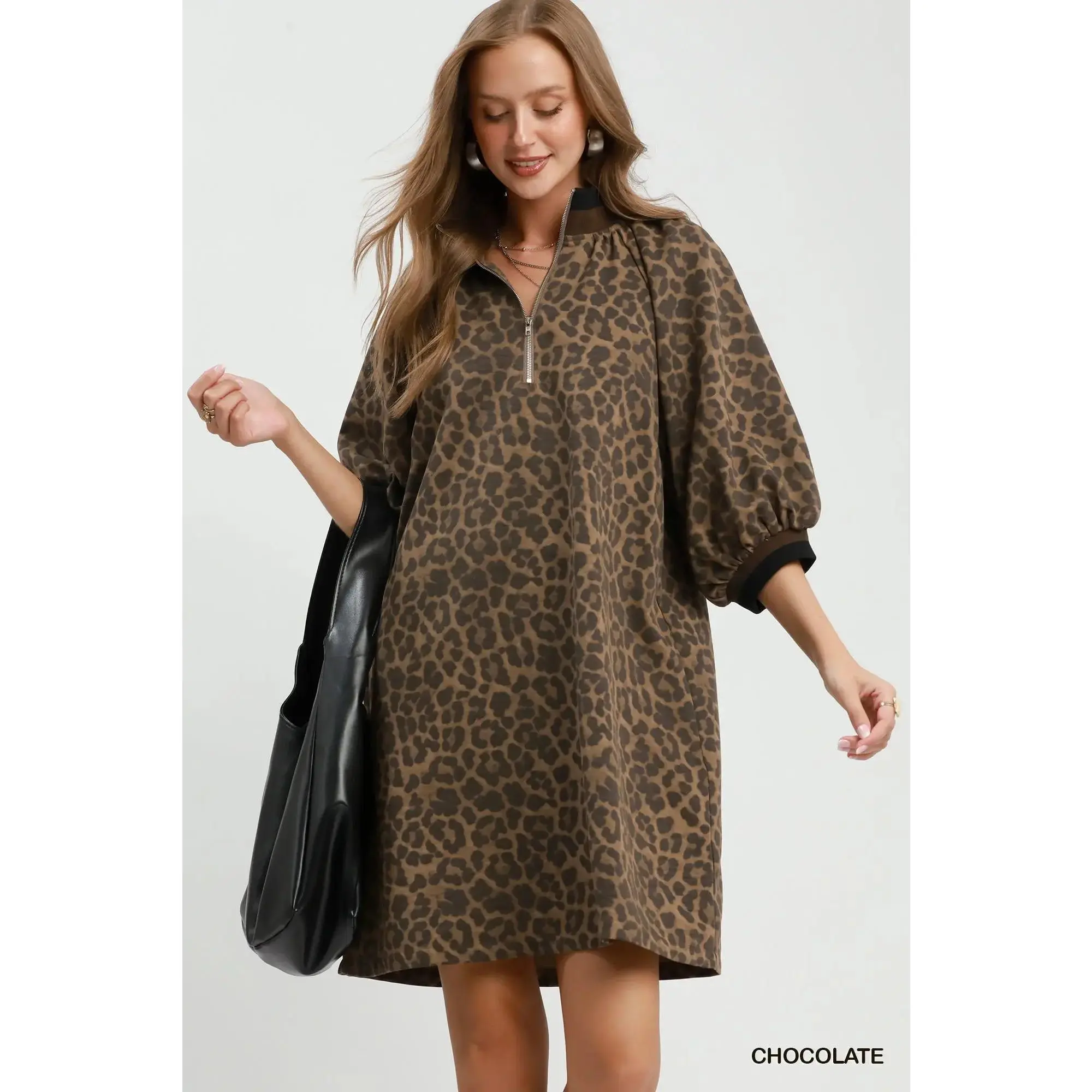 Umgee Chocolate Leopard Dress