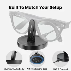 REIKIYA The Missing Desk Accessory for Ray-Ban Meta, Magnetic Charging Dock for Smart Glasses Gen 1 & 2, Turn Storage Case into a Clean Desk Setup