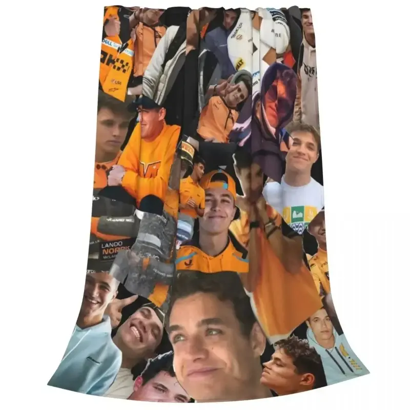 Lando Norris Collage Flannel Blanket - Summer Lightweight Portable Travel Bedding Throw
