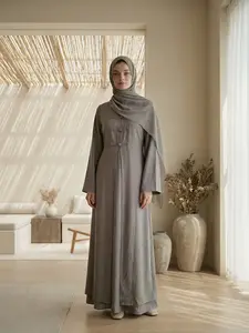 Chinese Abaya Robe Cardfigan with Inner Slip 2 Pieces Set Chinese Fashion