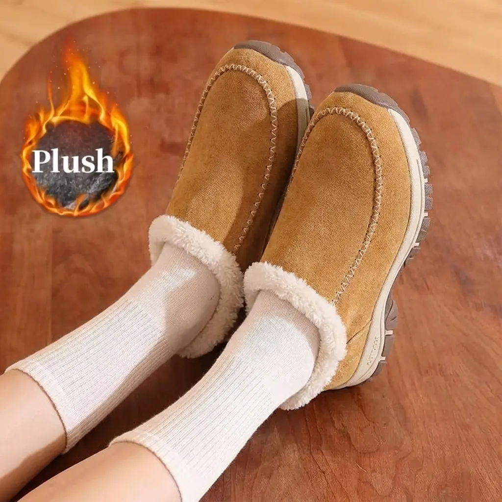 Women's Winter faux fur-Lined Loafers Mules with Thick Fleece Lining for Extreme Warmth, Women Shoes