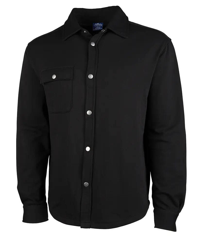 Charles River Apparel Men's Classic Plain Shacket, Mid-weight Cotton Polyester Fleece Menswear Jacket with a Relaxed Fit, Sweatshirt, Fashion, Casual, Tops, Fashion Apparel, Snap, Layering Top, Center-Front Opening, Collared Neck, Layering Wear, Full Plac