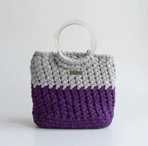 Handmade Crochet Purse with Acrylic Handles