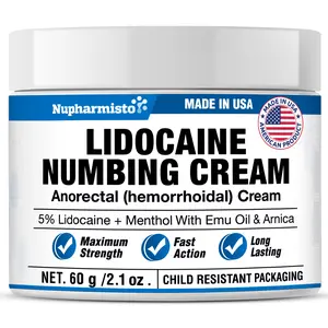 Nupharmisto - Lidocaine Numbing Cream Maximum Strength: Anorectal(hemorrhoidal) - Extra Relief with Lidocaine Menthol Arnica and Emu Oil 2.1oz/ 60g