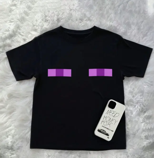 Minimalist Abstract Pixel Block Vibe Purple Color Block Heat Transfer Unisex 100% Cotton Summer Tee for Simple Street Outfit & Daily Casual Wear Black T-shirt