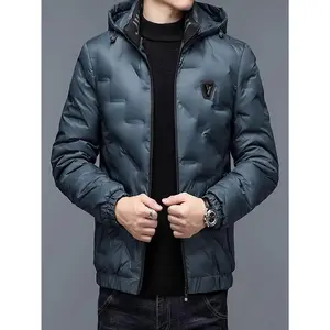 Men's Full-Zip Hooded Jacket with Coat Design - Windproof & High Quality Polyester Shell, Soft Lining, Full-Length Zipper Closure, Casual & Outdoor Winter Coat for Men (Hand Washable)