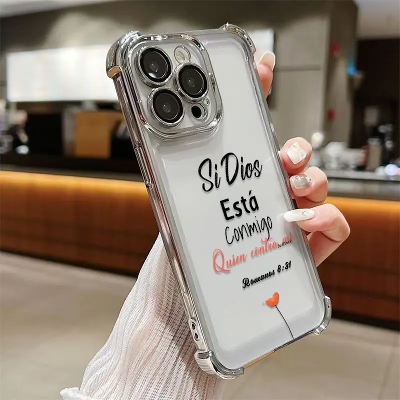 Impactful If God Is For Me Print Electroplated Case With Four-Corner Airbag Electroplated Featuring A High-Transparent Tpu Back With Reinforced Shock-Absorbent Airbags And Shiny Electroplated Frame For iphone 17 16 15 14 13 12 11 SAMSUNG S25 24 23 22