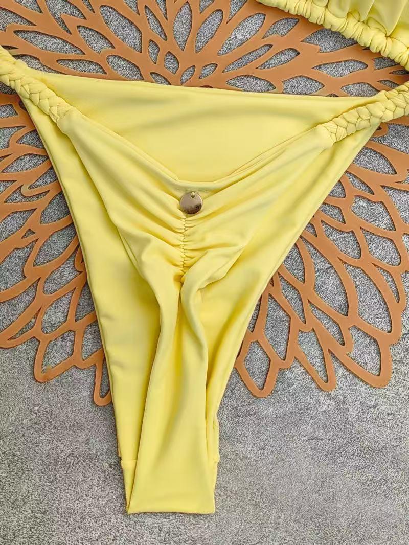 Women's Split Swimsuit, Two Piece Set - Solid Color Design | High Waist Bikini Set | Suitable for Summer Beach Vacation, Hot Springs, and Water Parks | Swimsuit