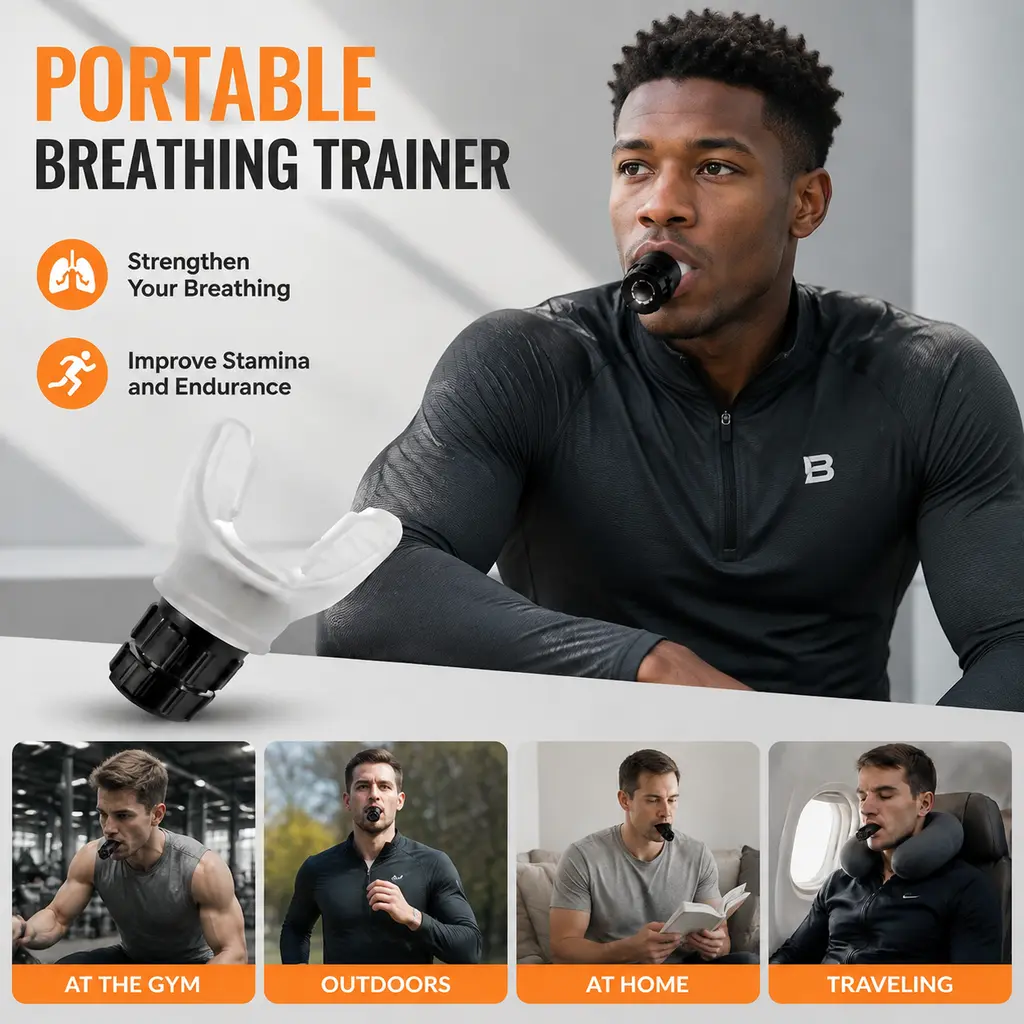 Portable Adjustable Breathing Trainer, Compact Breath Exercise Tool for Sports Endurance Training