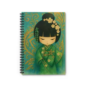 Green Kimono Girl Notebook: Japanese Watercolor Journal (6x8)