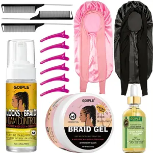 Braiding Gel Kit for Twists, Locs, Braids, and Cornrows - Long Lasting Hold,High Shine Hair Styling Tools Moisture  Repair Rosemary