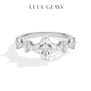 ATTAGEMS New 2CT Four Leaf Clover Cut VVS1 Lab-Grown Moissanite Ring for Women Girls 925 Sterling Silver Ring Daily Wear Holiday Gift Party Fine Jewelry R429