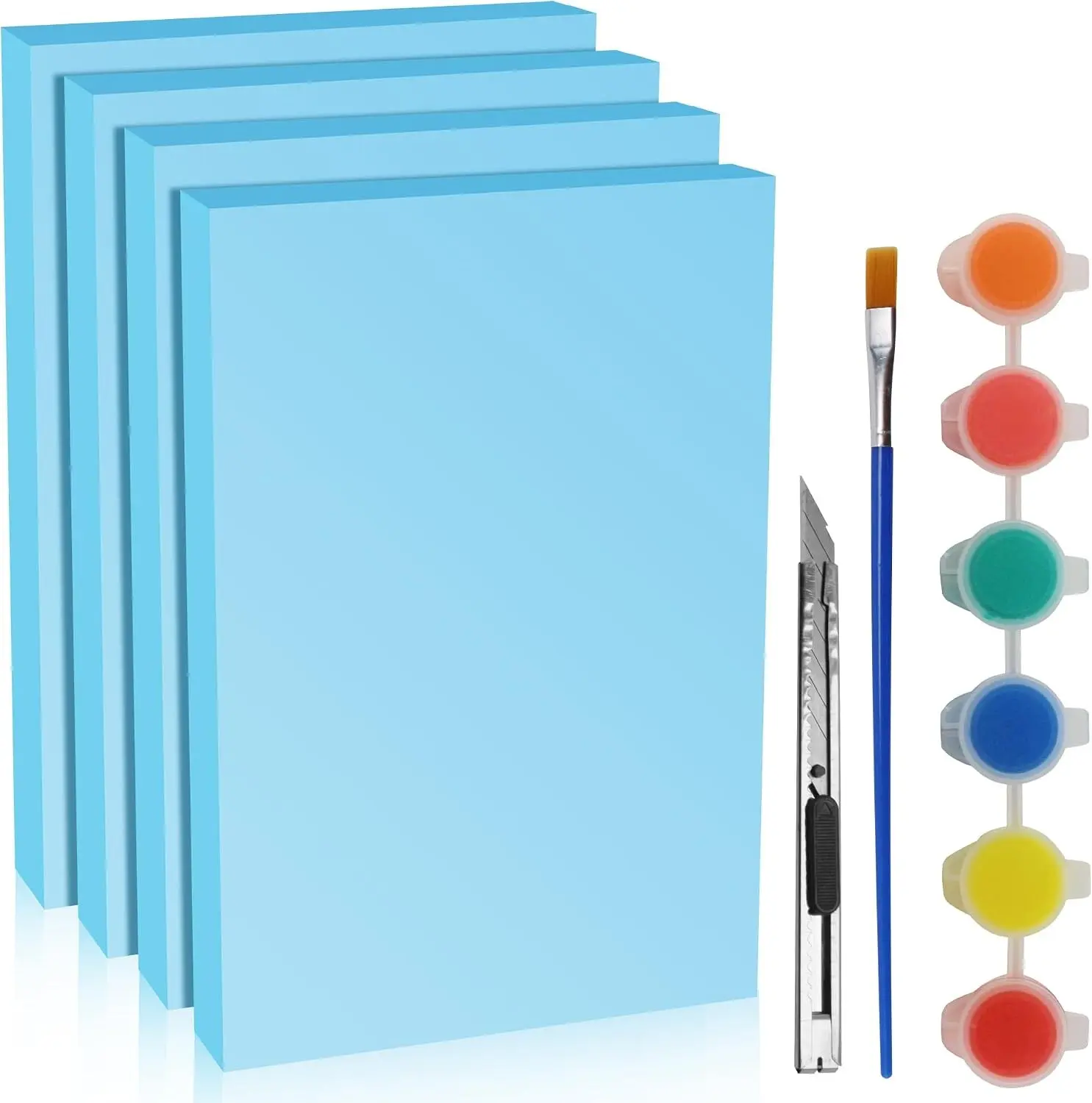Blue 4 Pack 12x7.5x1 inch Foam Sheets 1 Inch Thick Polystyrene Rectangles XPS Foam Board Craft for Insulating DIY Modeling Art Supplies