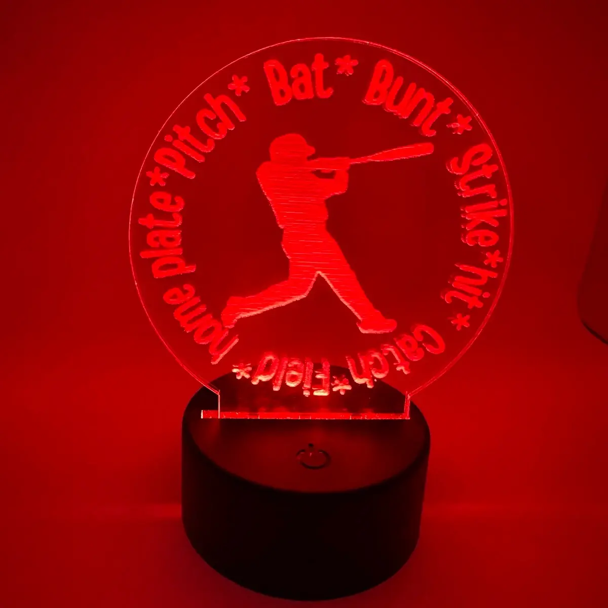 Baseball custom engraved LED light with remote