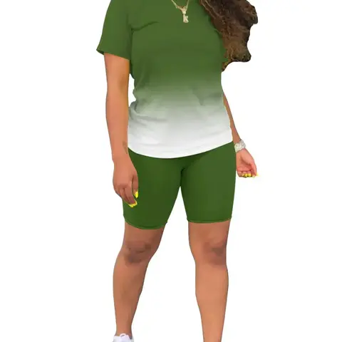 Two-piece Set Women's Colorblock Tee & Shorts, Casual Round Neck Fitted Short Sleeve T-shirt & Shorts, Ladies Summer Clothes, Womenswear, Fashion Clothing Set, Summer Matching Set, Two Piece Sets