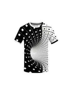 3D vortex + visual illusion + eye-catching 3D tunnel visual illusion T-shirt - Black and White Vortex Style T-shirt