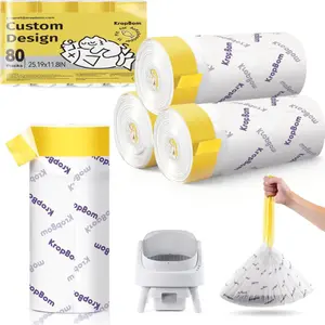 80 Count Automatic Cat Litter Box Liners Compatible with PetPivot AutoScooper 11 and Similar Open Top Self Cleaning Litter Box, Heavy Duty Cat Litter Bags Liners with Drawstring, 25.19" x 11.8"