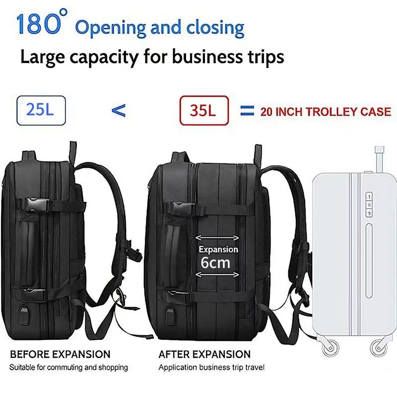 MSBAG Large Travel Backpack for Men & Women 35L- TSA - Approved Carry On Backpack with USB Charging Cable, 15.6” Laptop Compartment -for Hiking, Business, Work-commuting, College, Weekender Backpacking