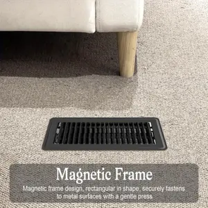 6 - Pack Heavy - Duty 4x10 Floor Vents: Rust - Proof Air Vent Covers for Home Floors, Walls & Ceilings (Black)