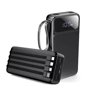 Portable Charger Power Bank 50000mAh 7 Outputs 3 Inputs USB-C 22.5W Fast Charging Battery Pack with Built-in Cables & Ports for Travel Camping Smartphone Chargeable