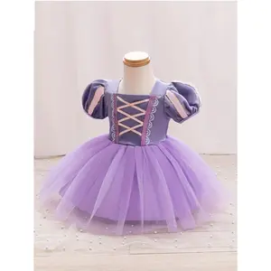Adorable Sofia 1/2 Princess Dress,-pattern, Slight Stretch, All-Season, Regular Fit, with Purple Tutu and Embroidered, Youngster