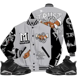 Cap And Gown 6s Outfit Varsity Jacket, Trust No One Graffiti T-Shirts Matching Sneaker Streetwear Baseball
