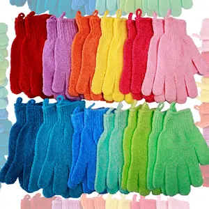 24 Count Exfoliating Bath Gloves Shower Gloves, 12 Colors Double Sided Exfoliating Gloves for Beauty Spa Massage Skin Shower Body Scrubber Bath Accessories, Made of Nylon