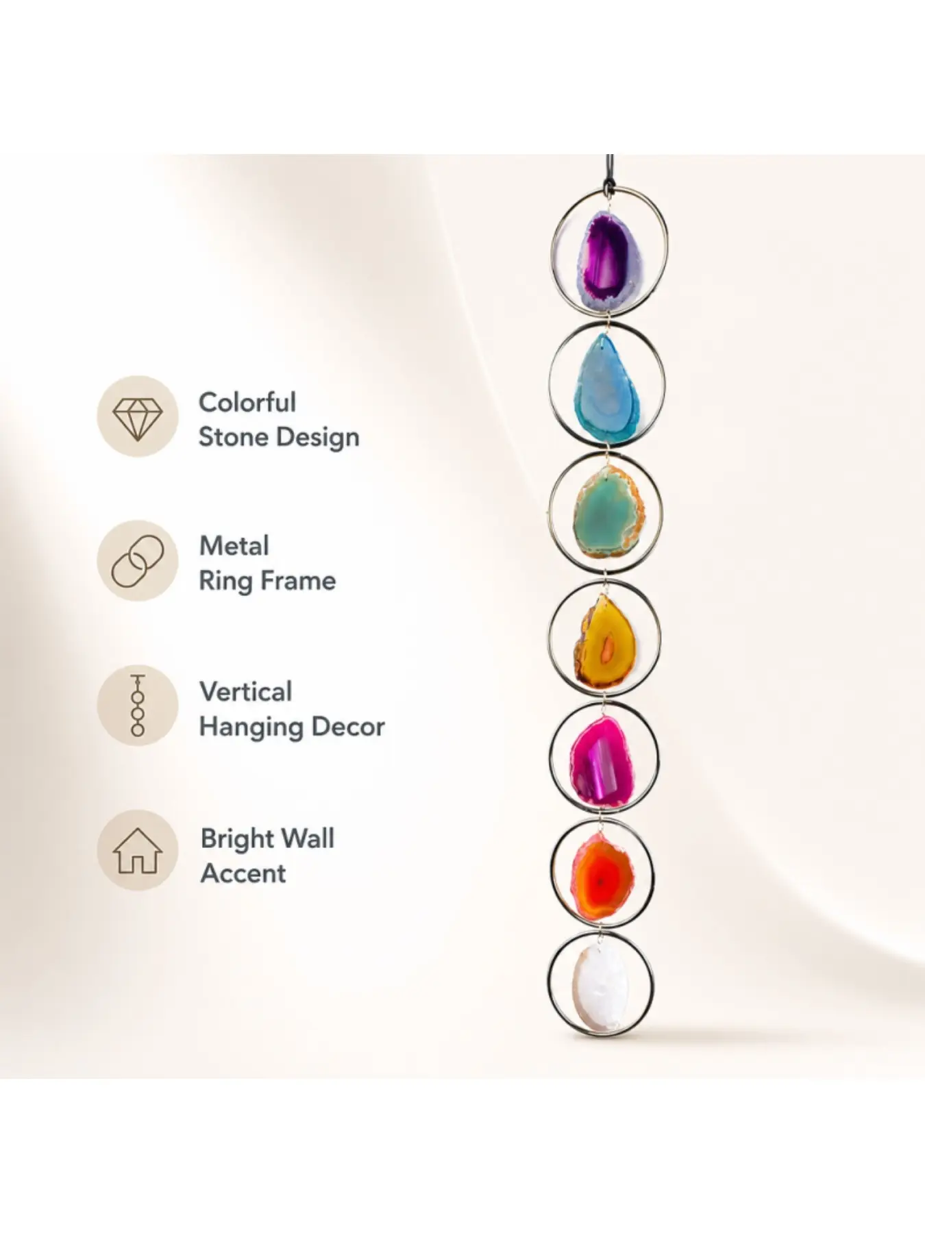 1 piece Seven Chakra Natural Agate Slice Wall Decor Hanging Ornament Wind Chime Tree of Life Wall Hanging Tumbling Stone Father's Day Gift